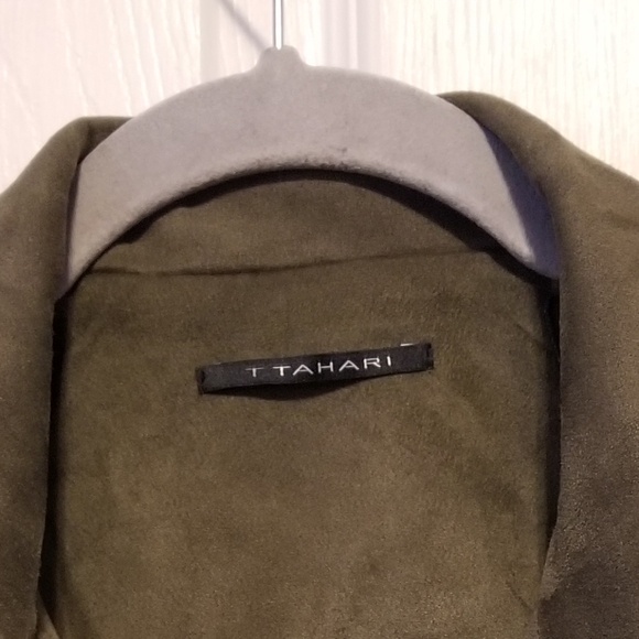 NWT T Tahari Jacket Faux Leather Women's Size L Color Olive Green - Picture 12 of 12